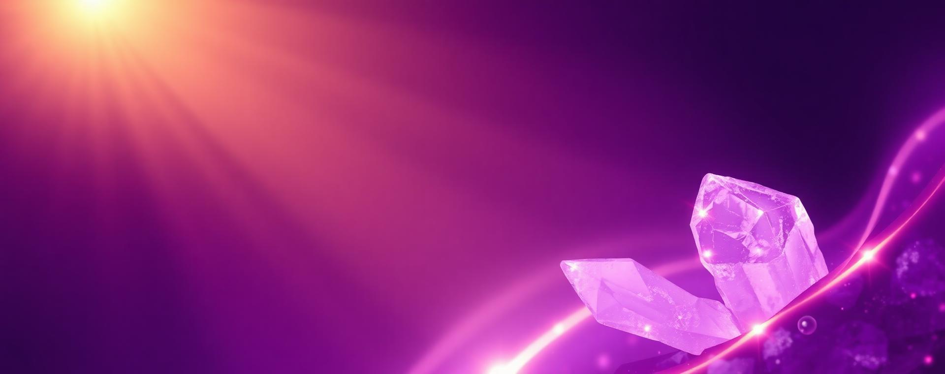 Soft amethyst crystal light glowing with warm golden aura
