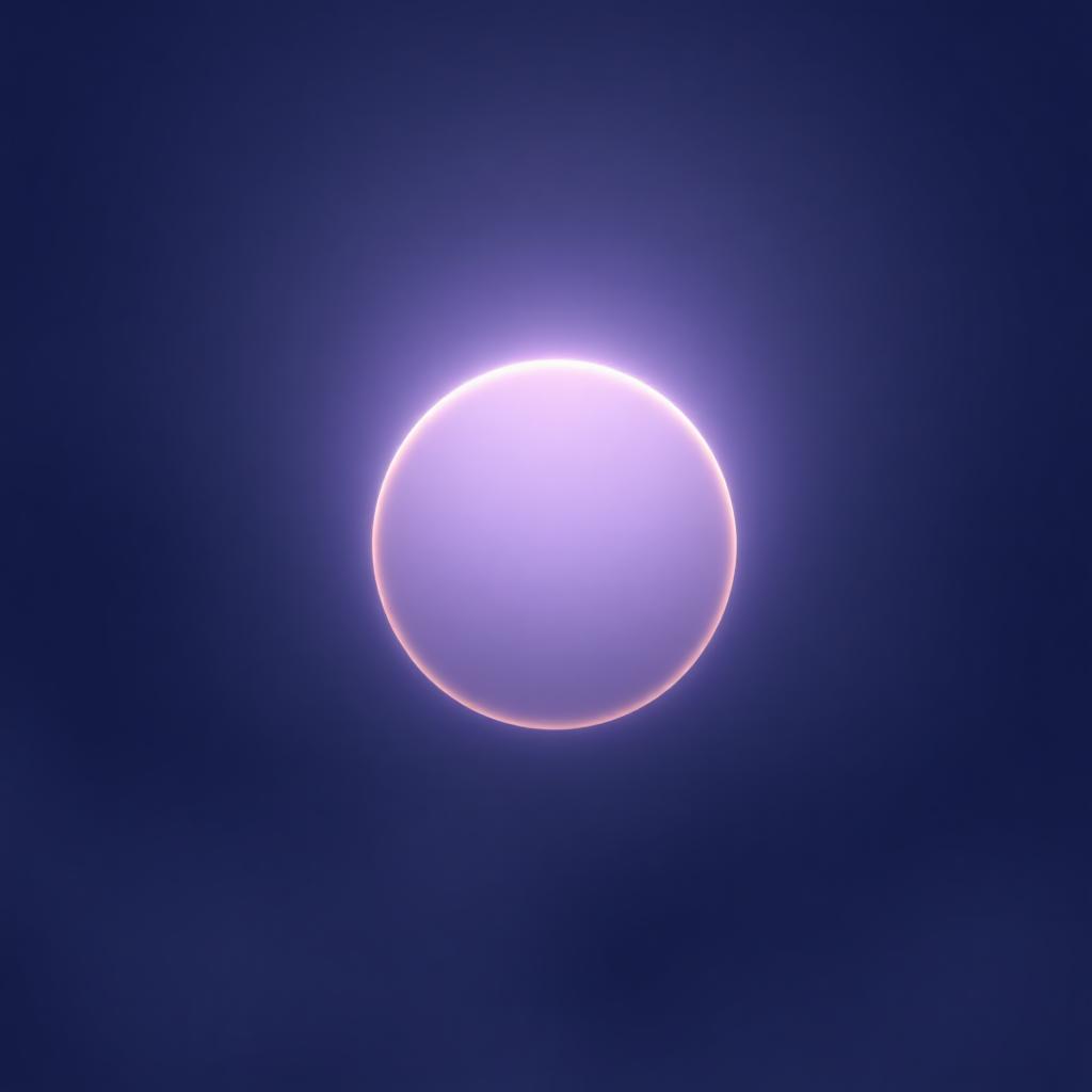 Soft glowing lavender orb with a golden edge